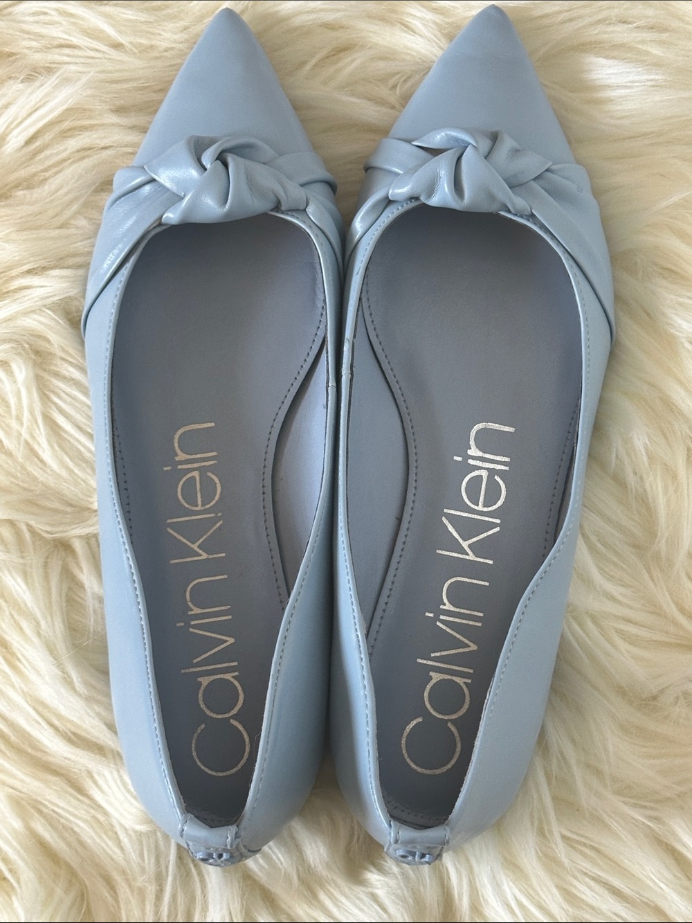 Calvin Klein Women's Powder Blue Pointed-Toe Knot Flats KC Kendy